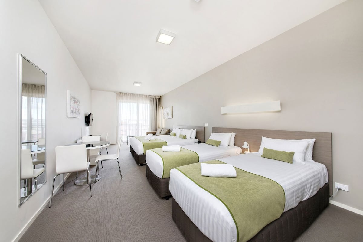 Premium bedding, down comforters, pillowtop beds, desk