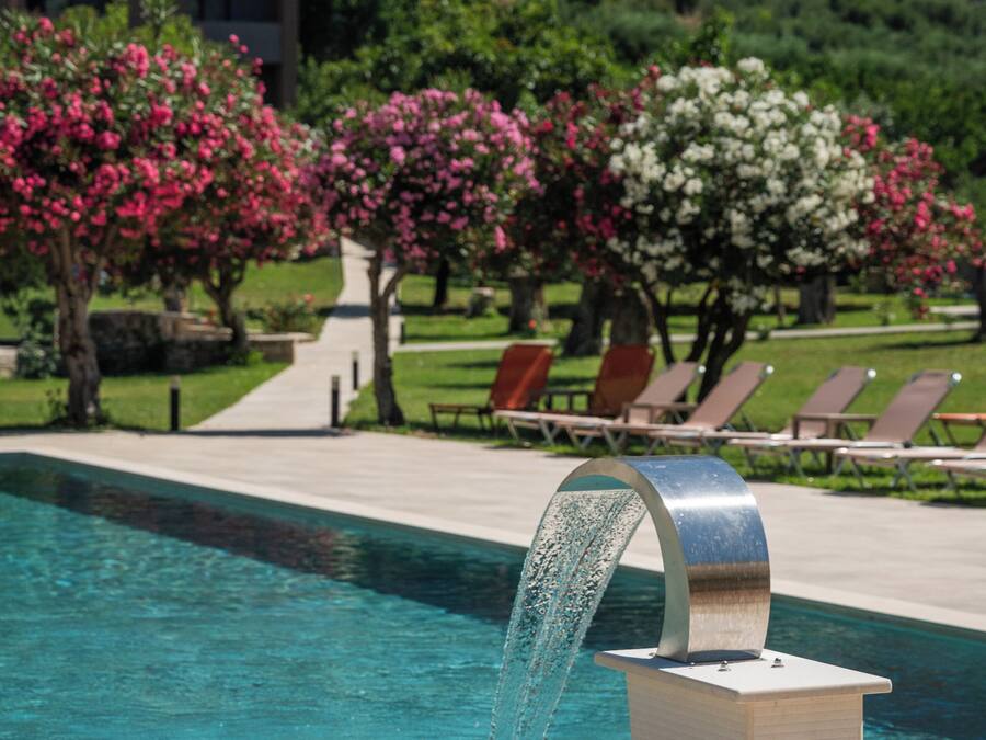 Outdoor pool, pool loungers