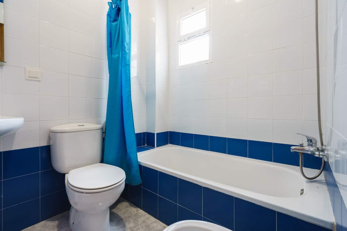economy twin room, ground floor | bathroom | free toiletries, hair dryer, towels, soap