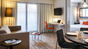In-room safe, desk, soundproofing, cribs (free)