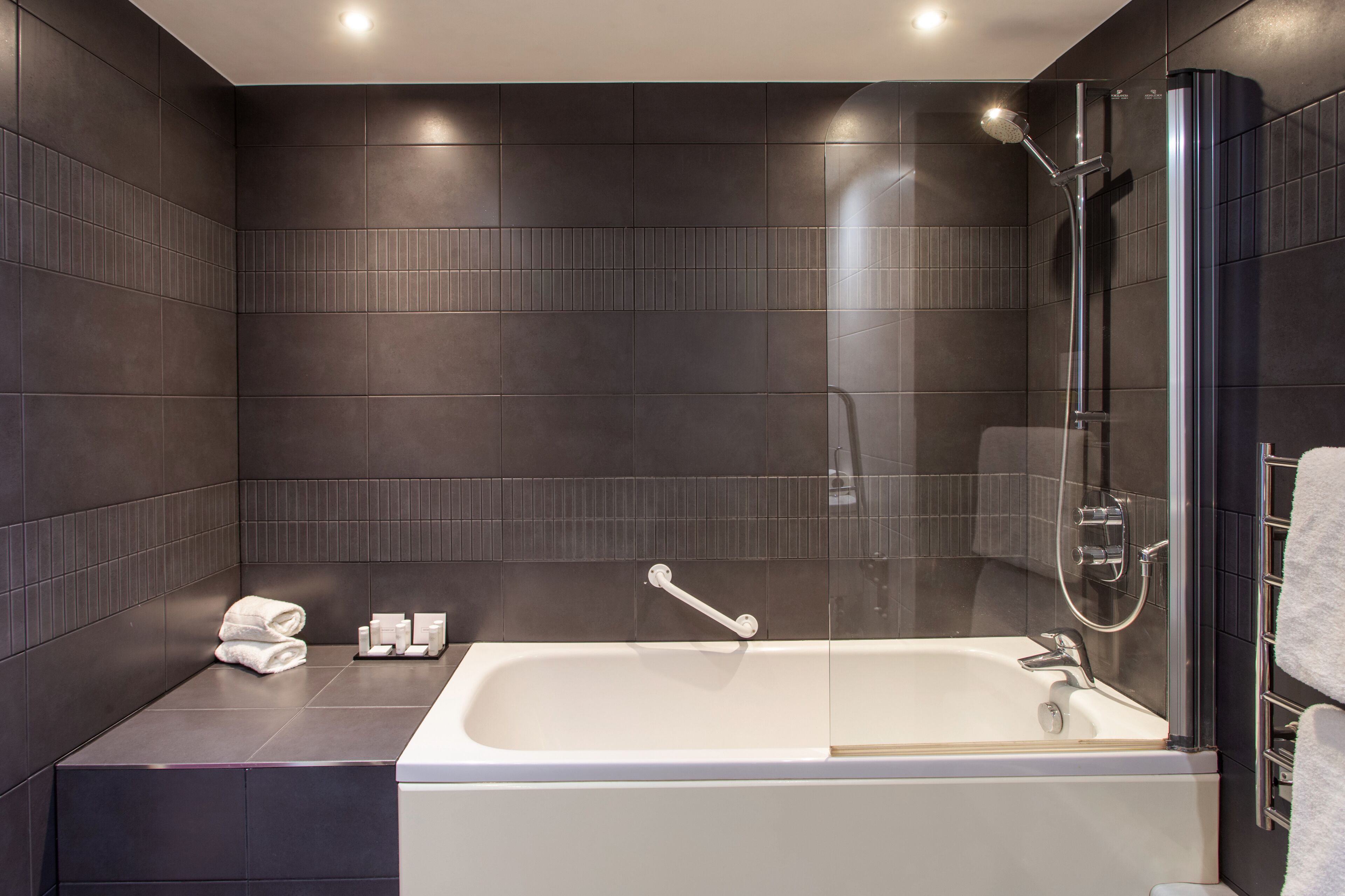 free toiletries, hair dryer, towels