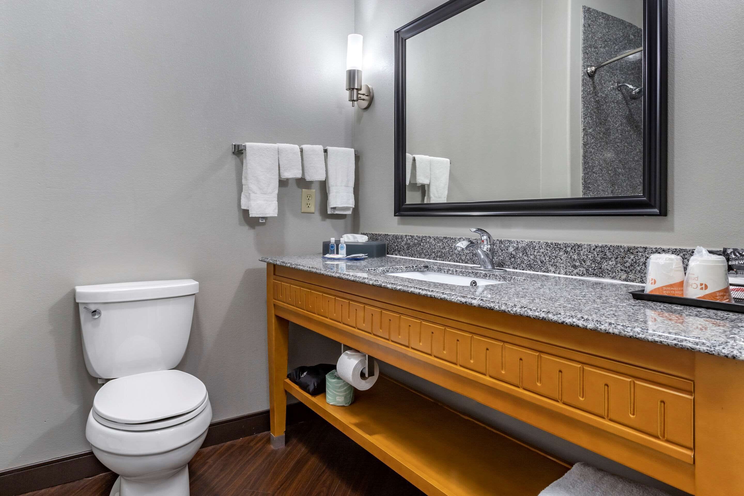 free toiletries, hair dryer, towels