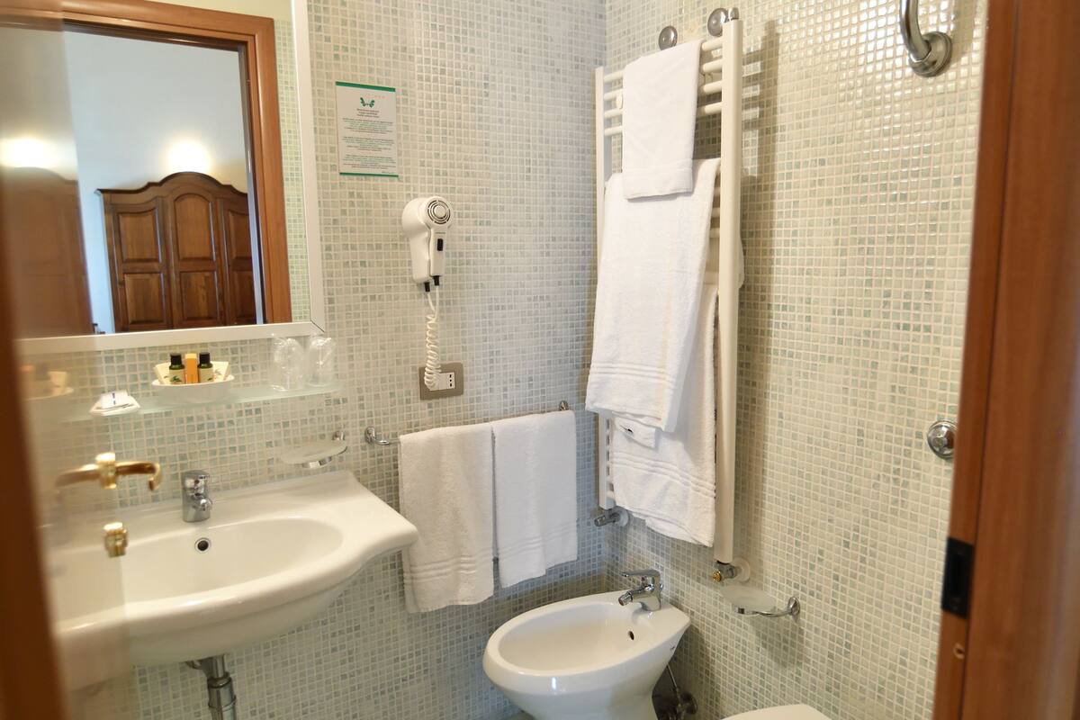 shower, rainfall showerhead, free toiletries, hair dryer