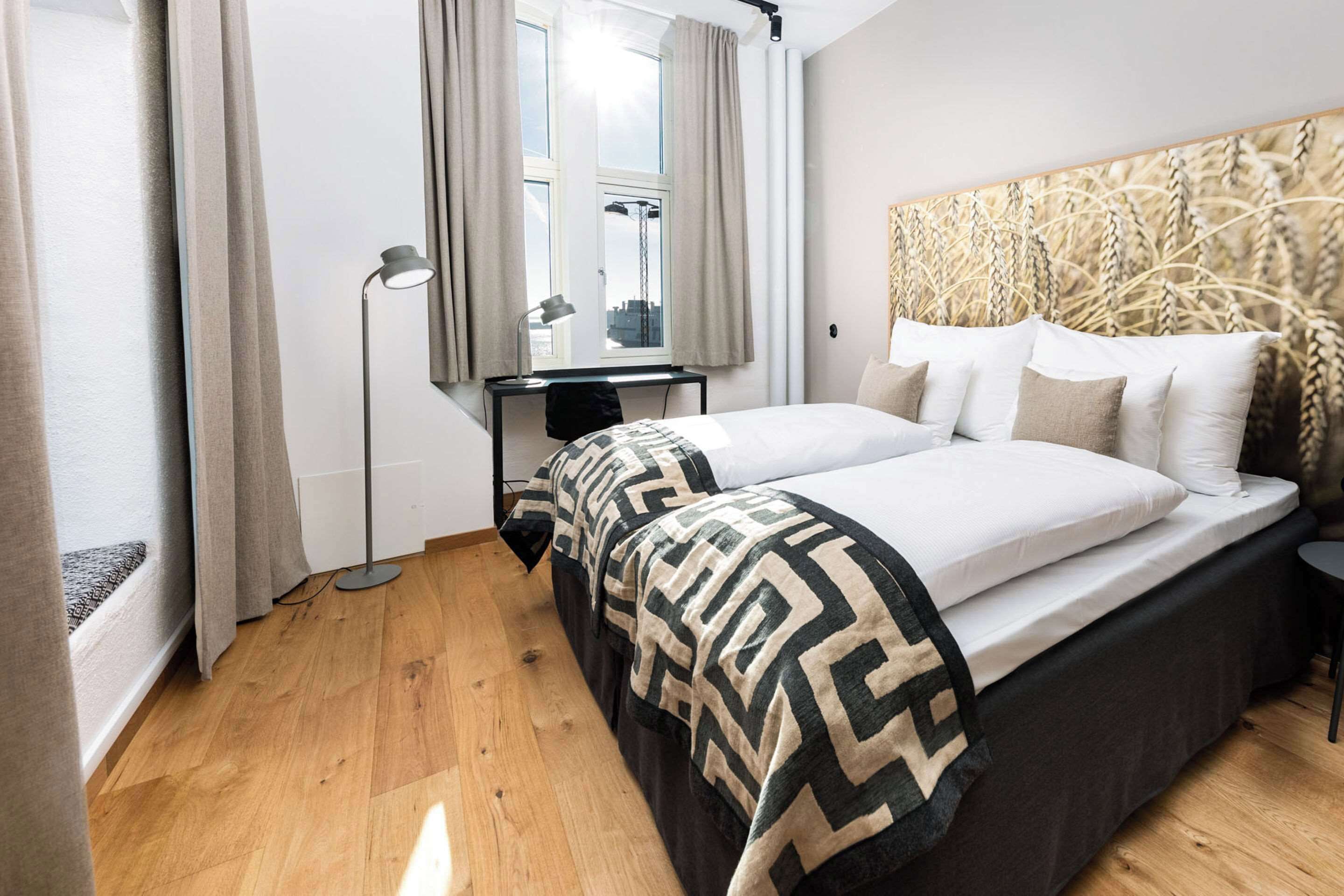 desk, blackout curtains, soundproofing, iron/ironing board