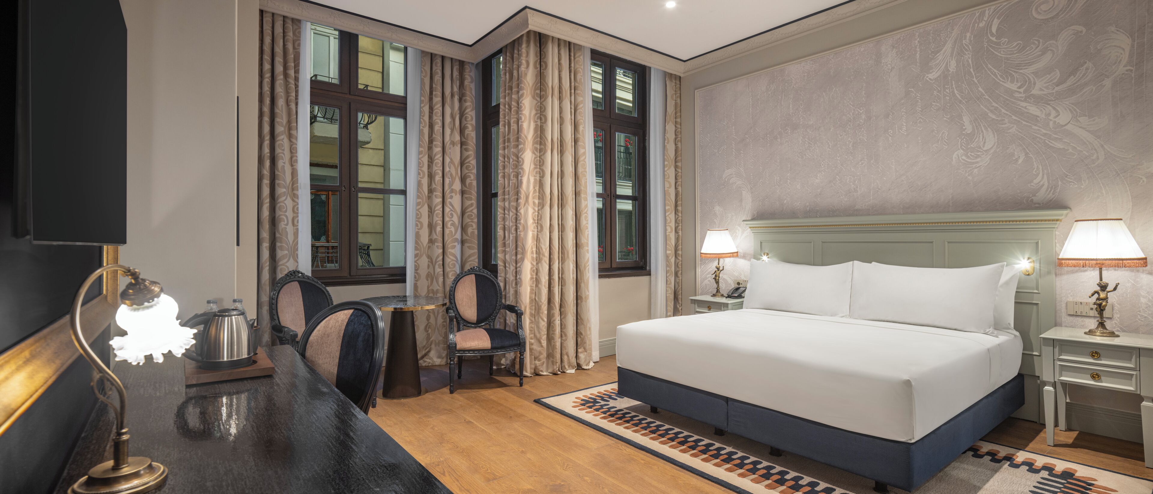 Phòng Deluxe, 1 giường cỡ king, góc (View) | Bộ trải giường bằng vải cotton Ai Cập, bộ đồ giường cao cấp 