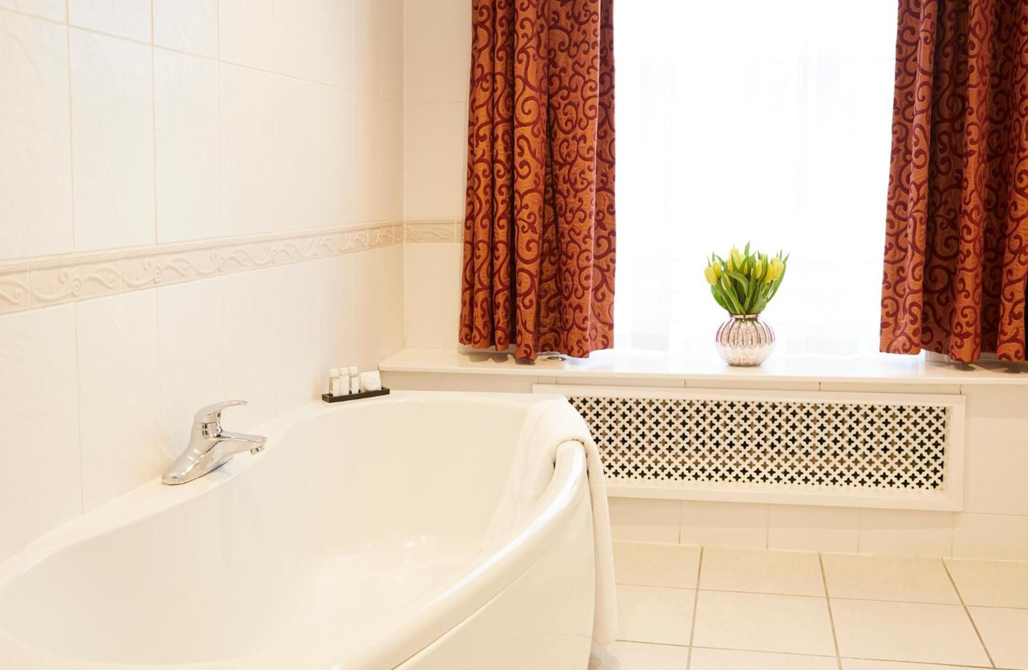 free toiletries, hair dryer, towels