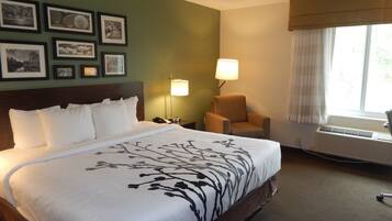 Premium bedding, desk, iron/ironing board, free cribs/infant beds