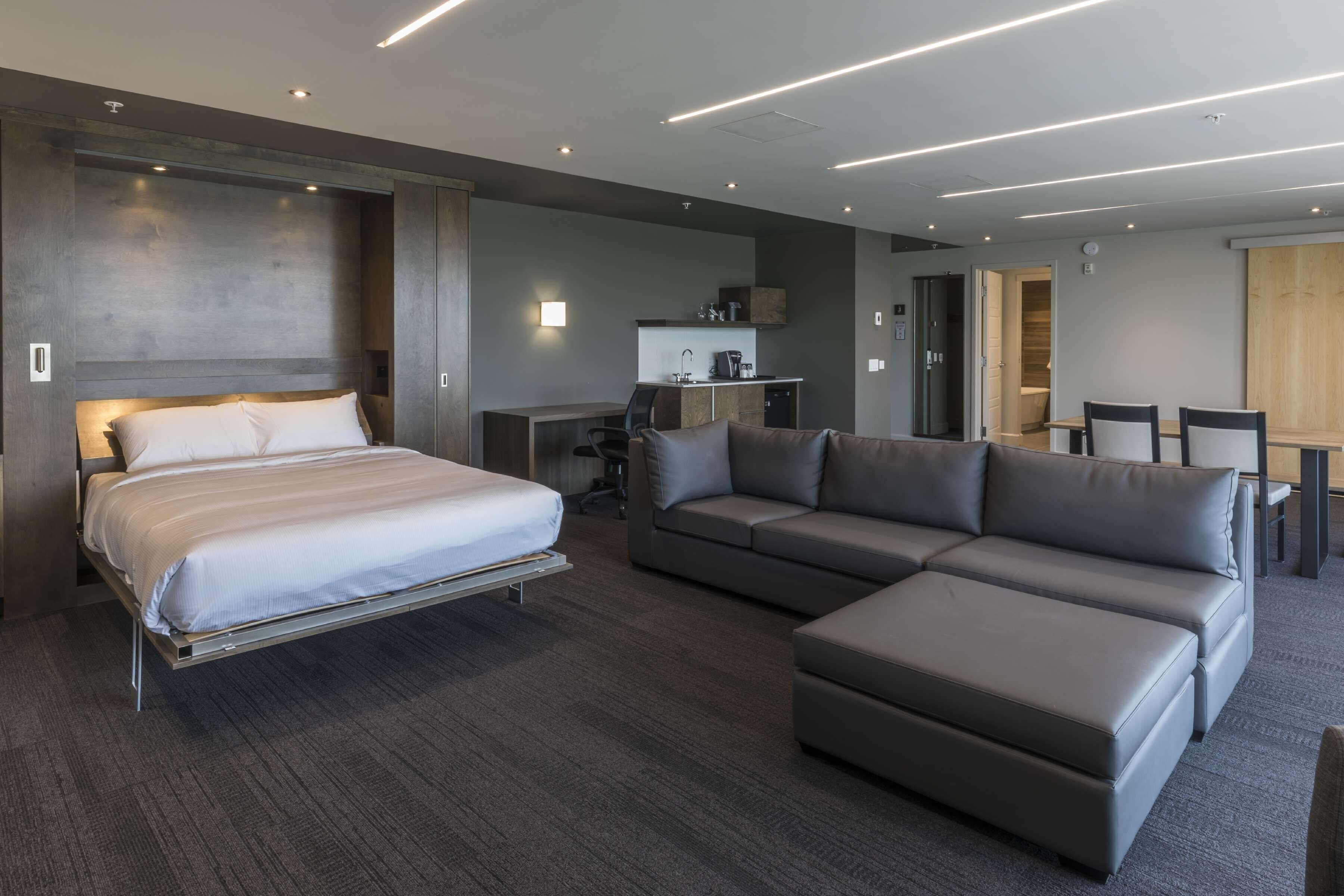 Premium bedding, desk, soundproofing, iron/ironing board