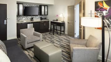 Premium bedding, down comforters, pillowtop beds, desk