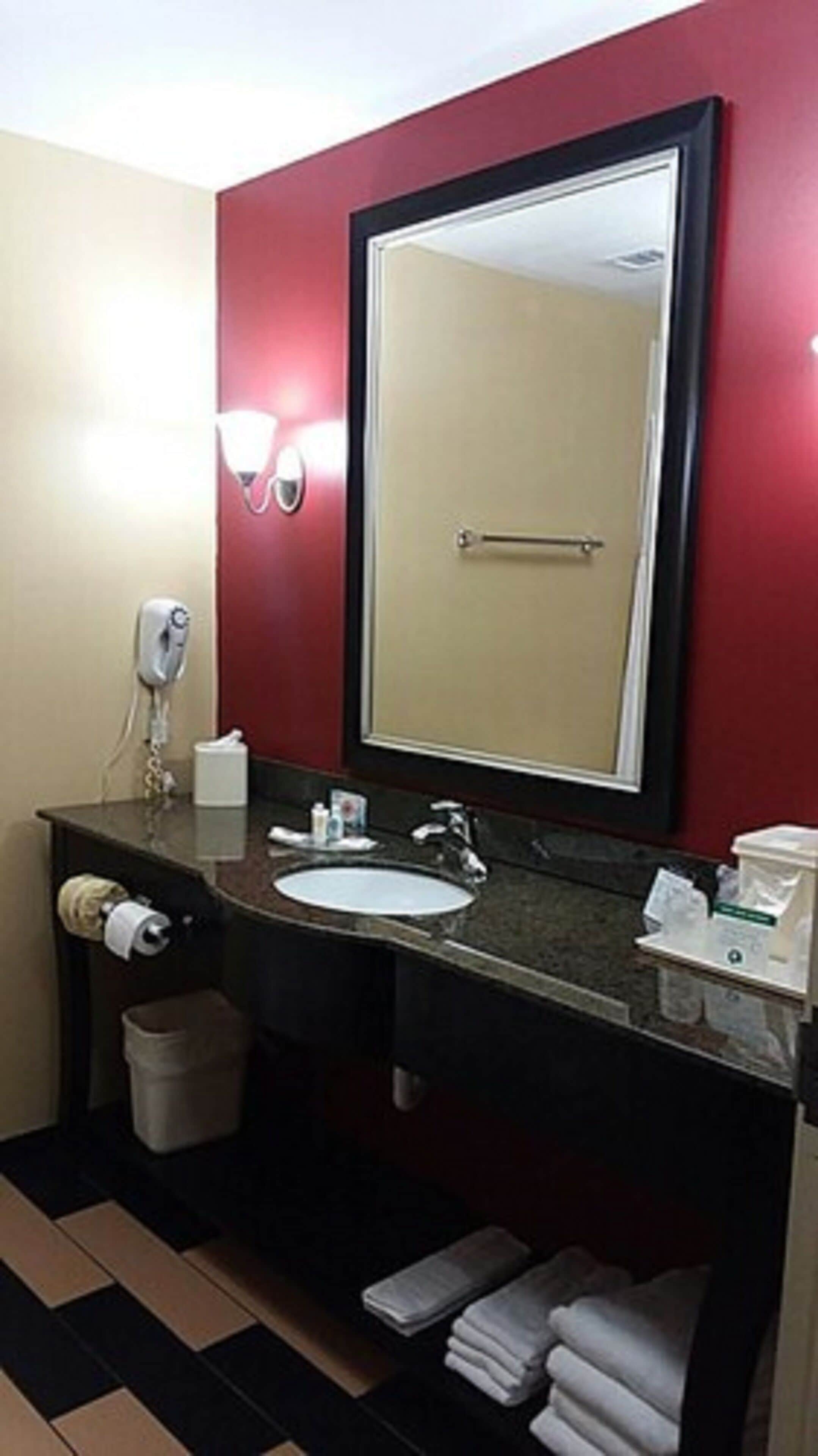 free toiletries, hair dryer, towels