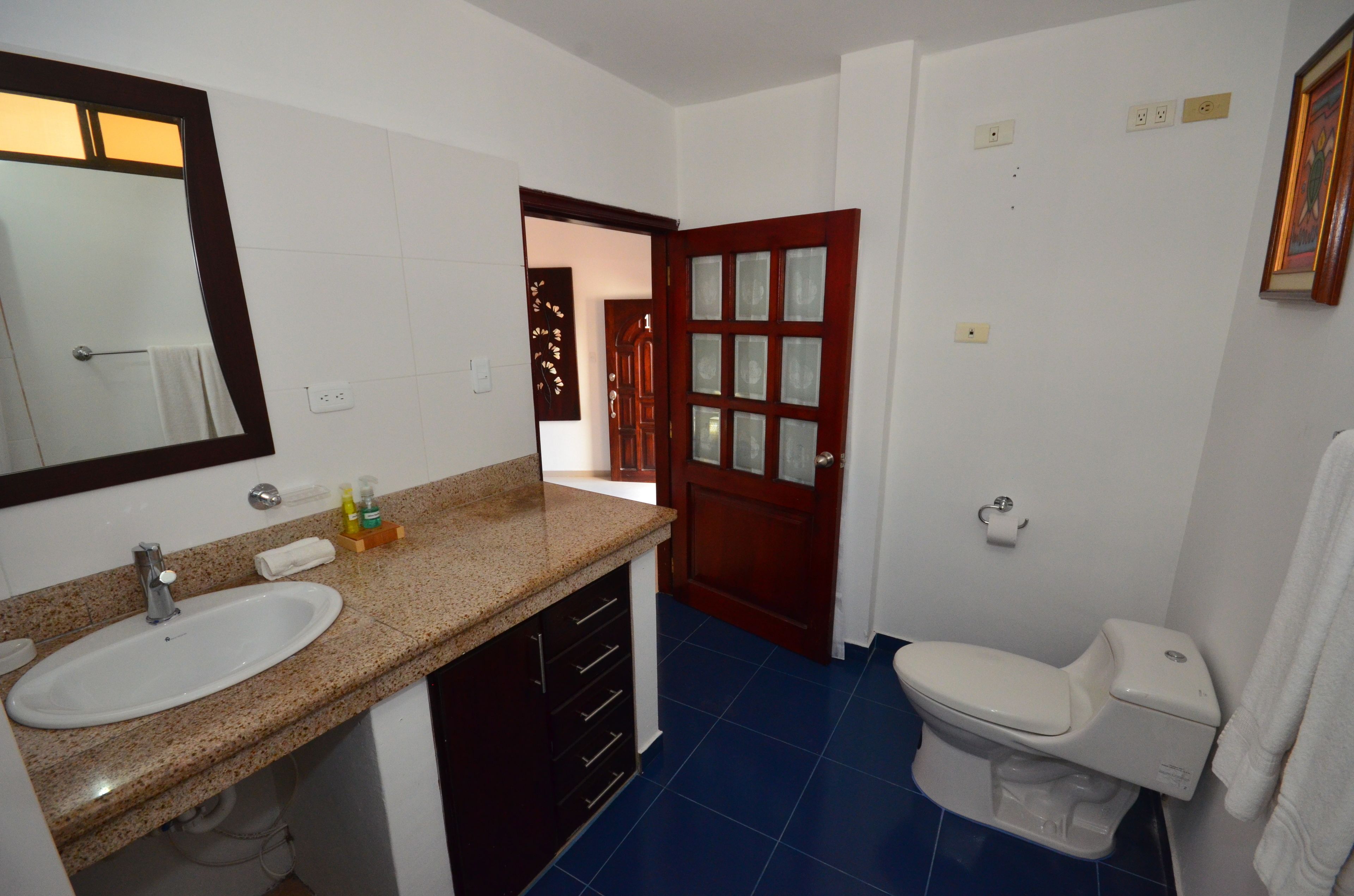 shower, rainfall showerhead, hair dryer, towels