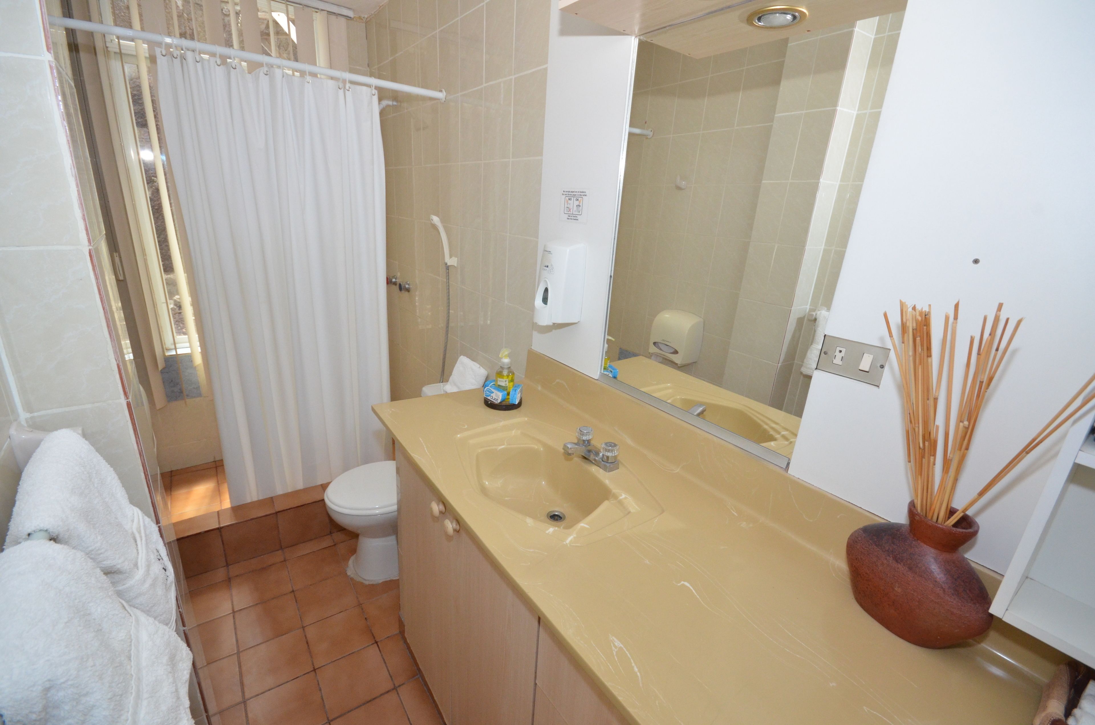 standard quadruple room | bathroom | shower, rainfall showerhead, hair dryer, towels