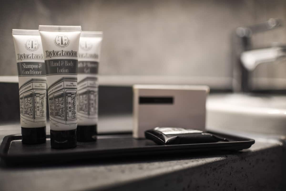 free toiletries, hair dryer, towels, soap