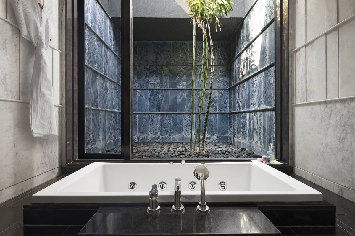 luxury suite with jacuzzi & garden sit-out | bathroom | separate bathtub and shower, deep-soaking bathtub, designer toiletries