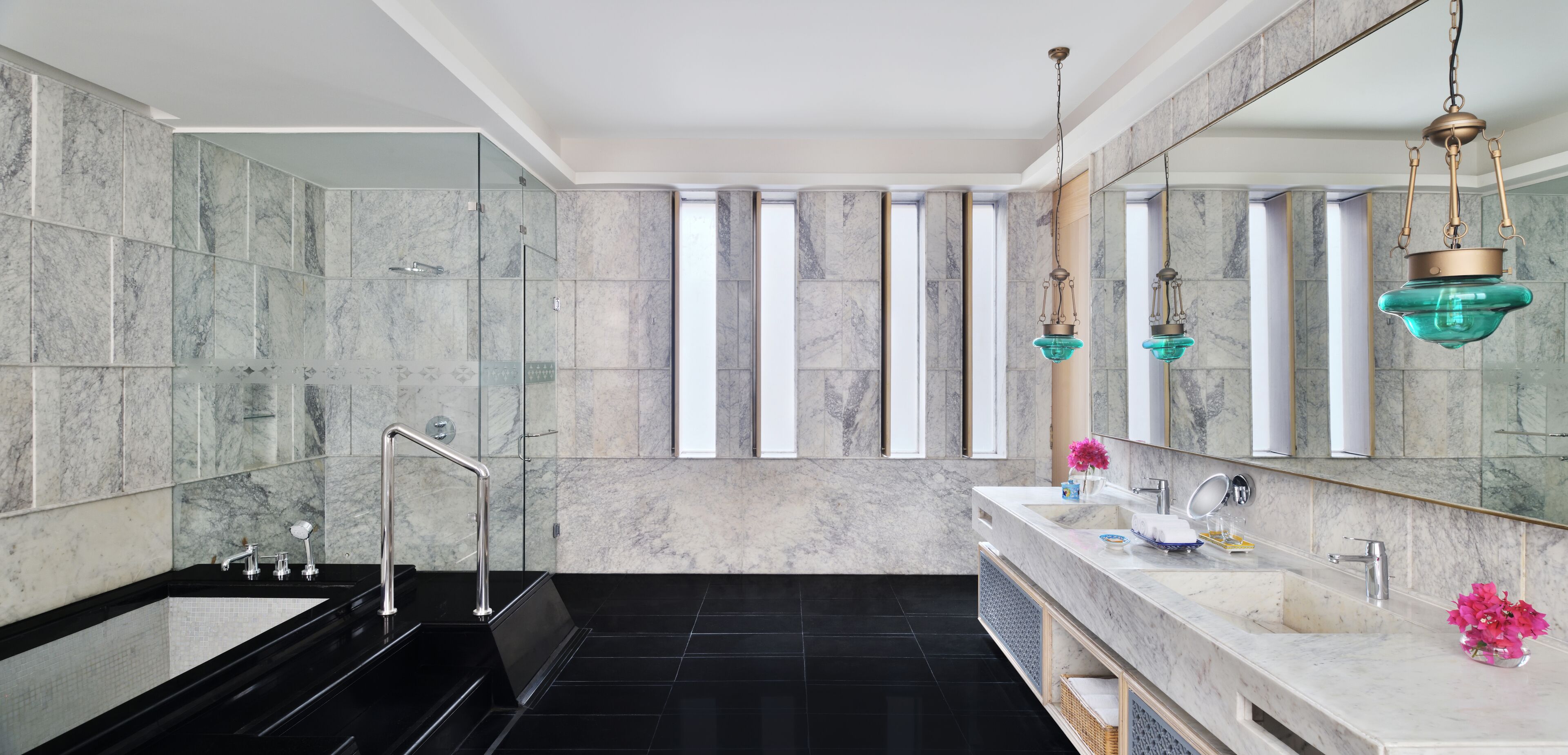 presidential villa with private pool | bathroom | separate bathtub and shower, deep-soaking bathtub, designer toiletries