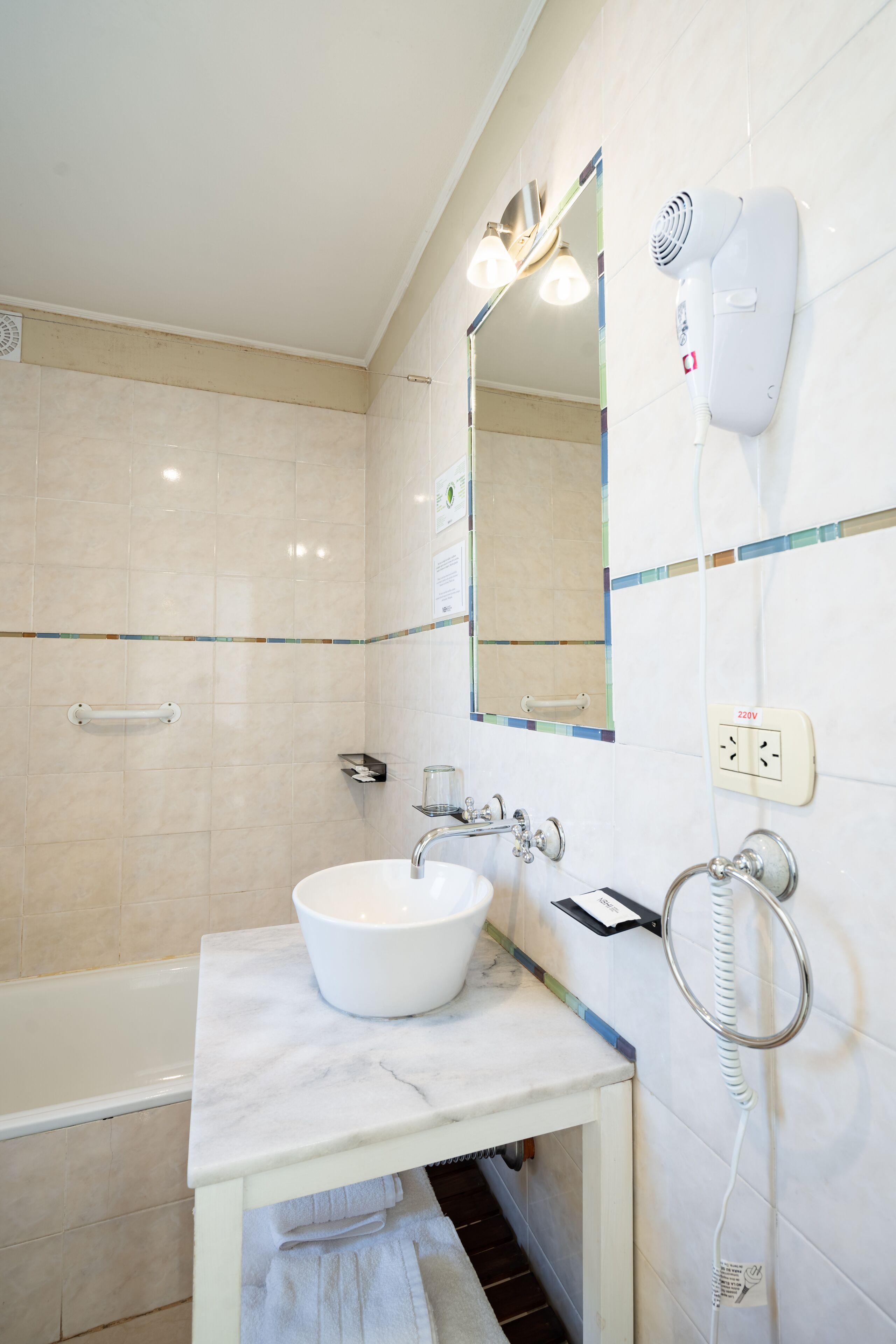 free toiletries, hair dryer, towels, soap