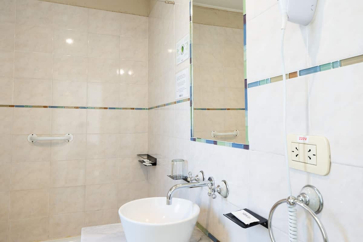 free toiletries, hair dryer, towels, soap