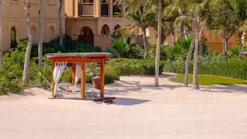 Private beach, white sand, sun-loungers, beach umbrellas