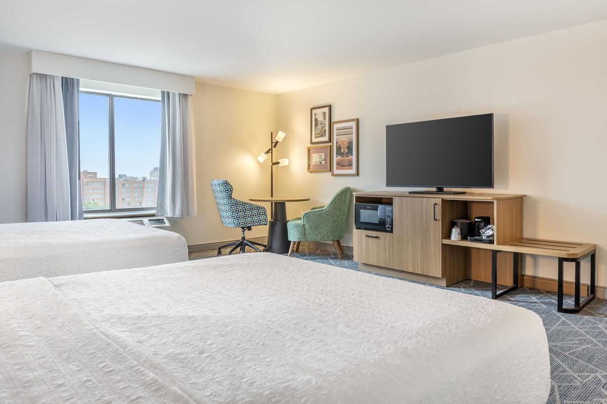 Room, 2 Queen Beds, Non Smoking | Desk, laptop workspace, blackout drapes, iron/ironing board