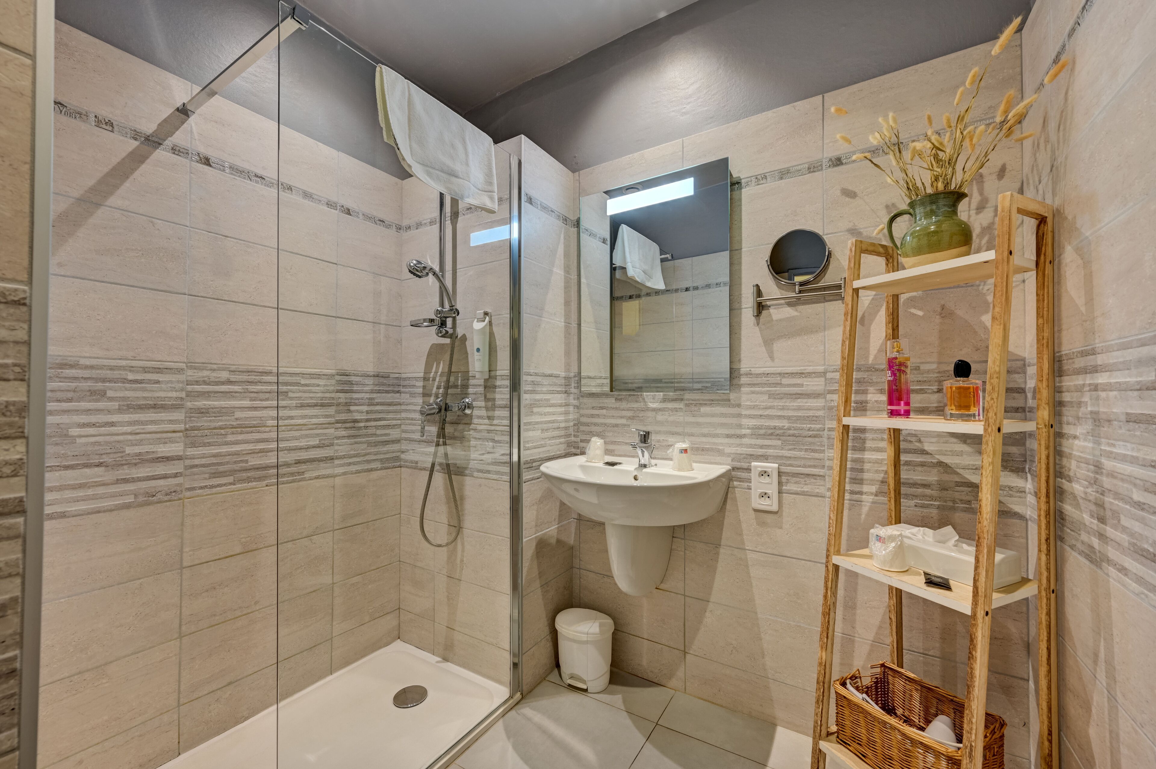 superior triple room | bathroom | shower, free toiletries, hair dryer, towels