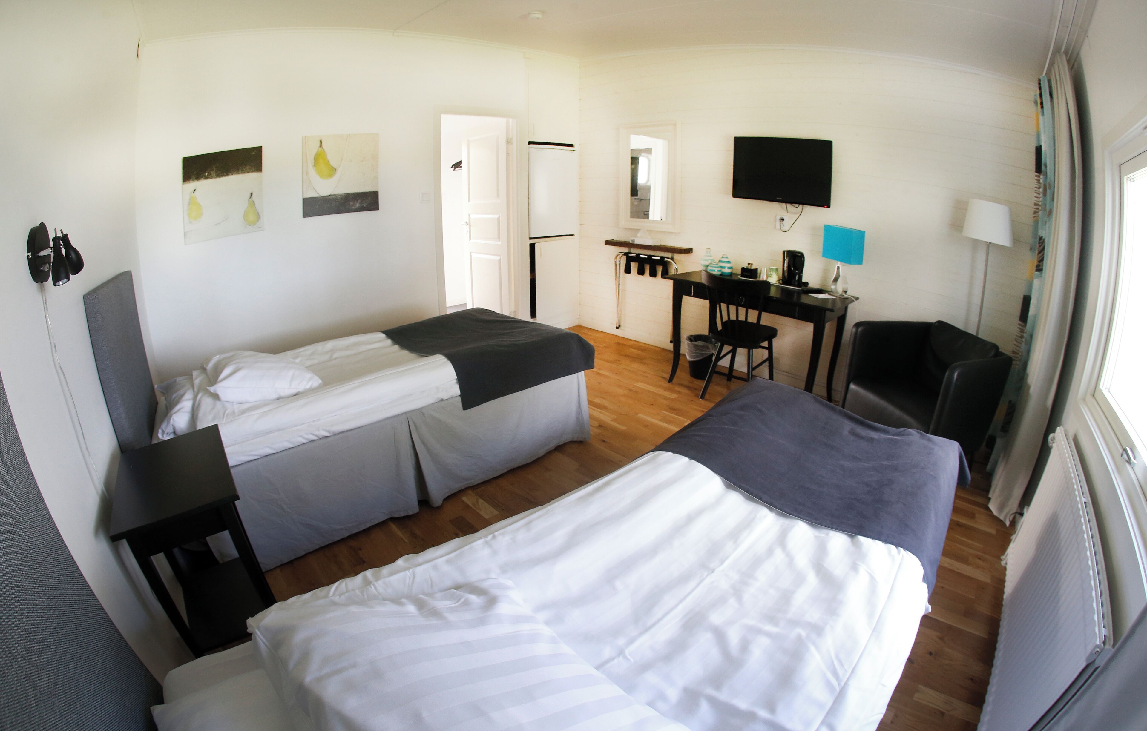 individually decorated, desk, blackout curtains, soundproofing