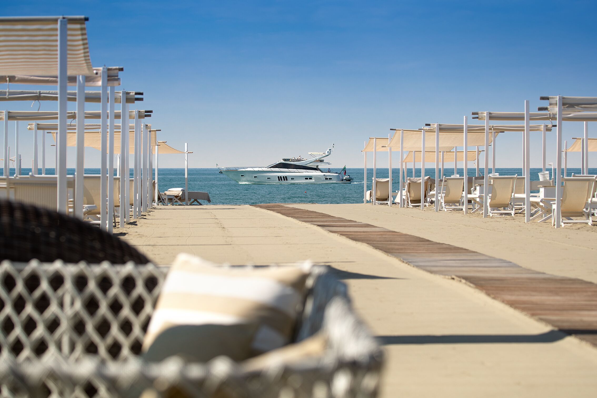 private beach nearby, white sand, free beach shuttle, beach cabanas