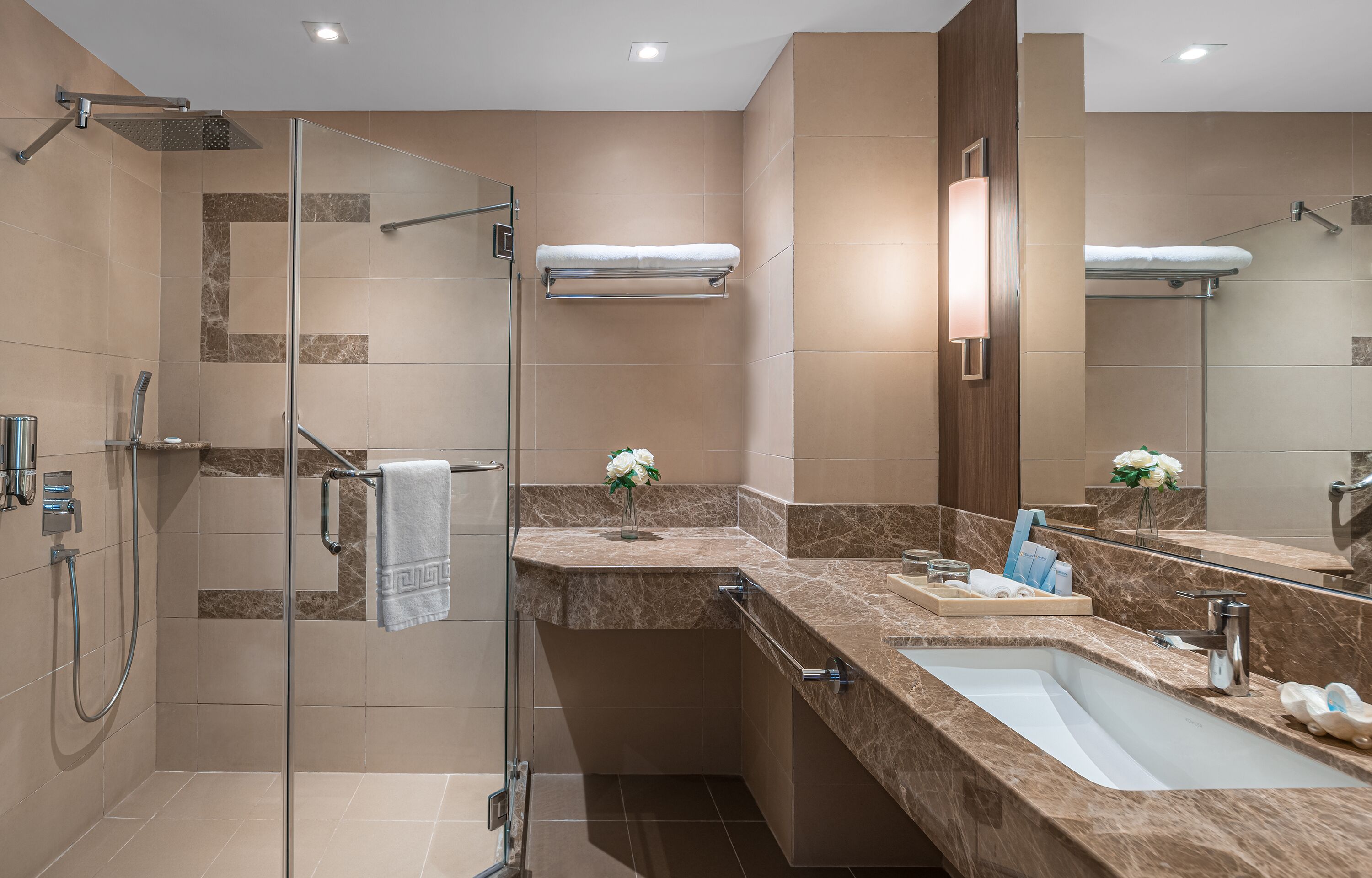 free toiletries, hair dryer, bathrobes, slippers