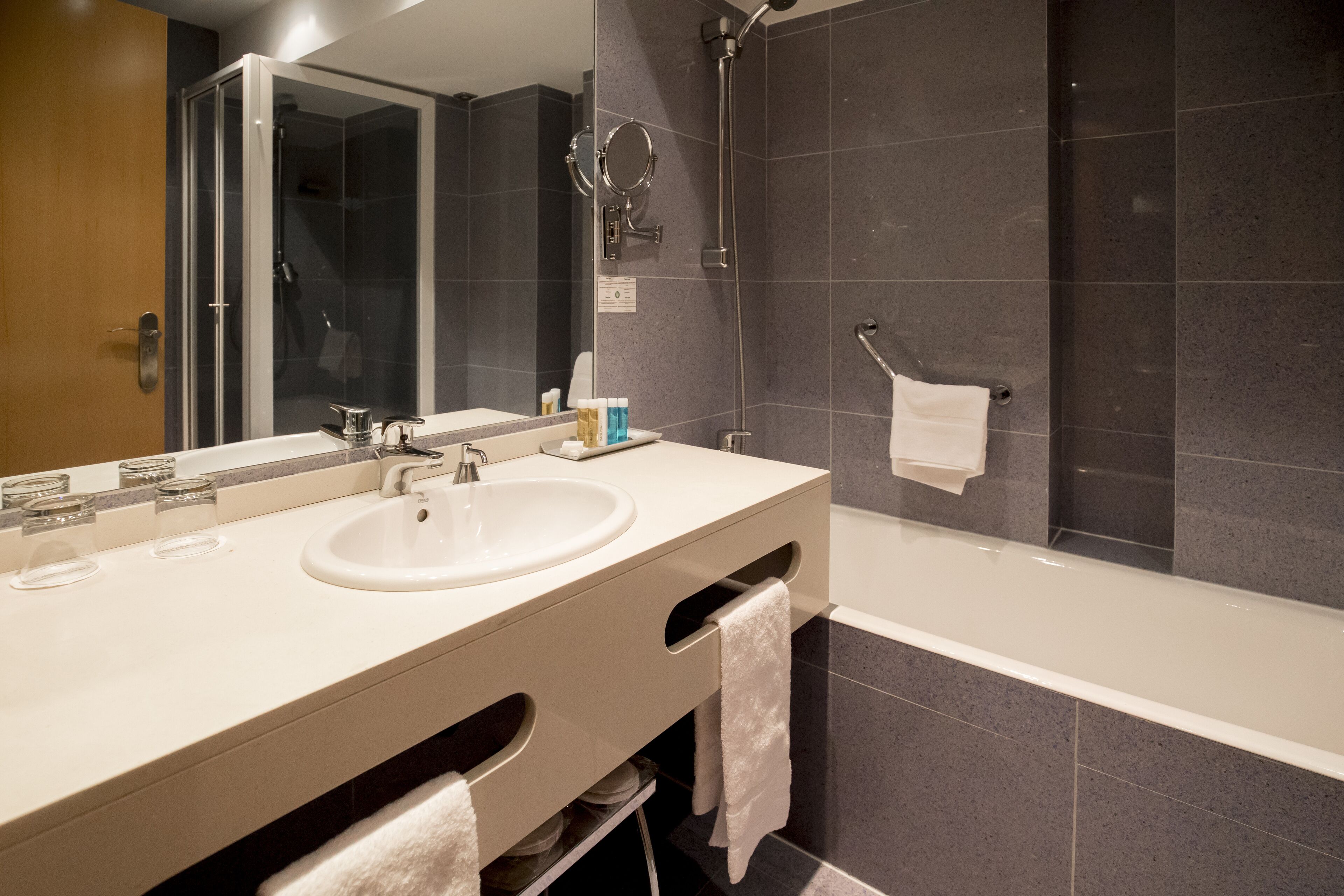 free toiletries, hair dryer, bathrobes, towels