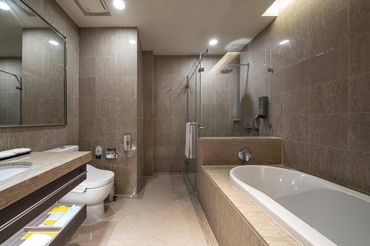 Bathroom | Hair dryer, bathrobes, slippers