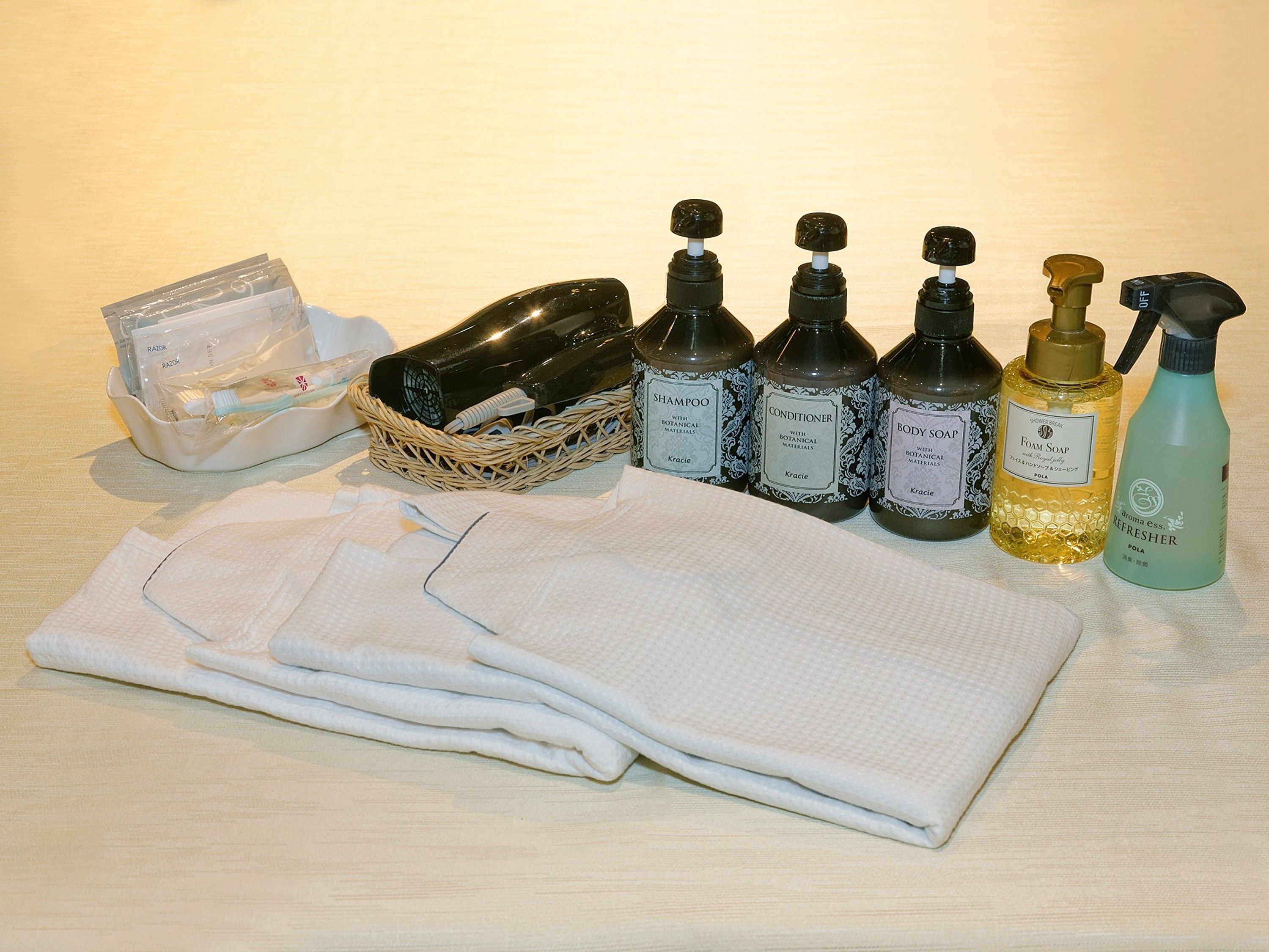 down duvets, desk, blackout curtains, iron/ironing board