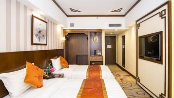 Kahden hengen deluxe-huone (kaksi sänkyä), 2 yhden hengen sänkyä | Työpöytä, ilmainen Wi-Fi