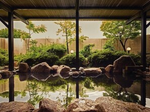 A tranquil indoor garden with a reflective water feature, surrounded by rocks and lush greenery. - Mercure Kyoto Miyazu Resort & Spa (Miyazu)