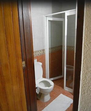 Shower, rainfall showerhead, hair dryer, bidet - Hotel Barracuda Cozumel (Cozumel)