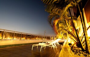 Outdoor pool, pool loungers