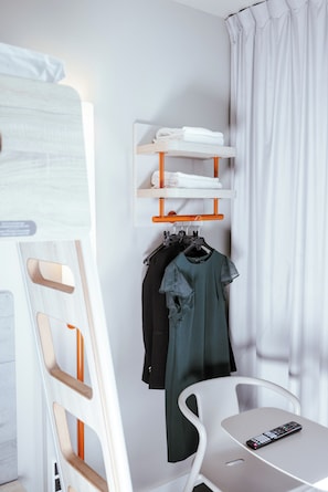 Select Comfort beds, desk, laptop workspace, soundproofing