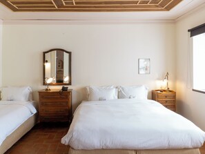 Family Triple Room, Multiple Beds, Courtyard View (3 People) | Premium bedding, down comforters, pillowtop beds, free minibar