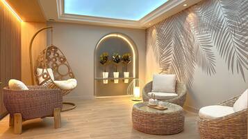 Sauna, Whirlpool, Dampfbad, Körperbehandlungen, Warmsteinmassagen