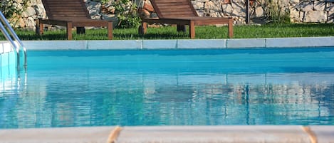 Outdoor pool, pool loungers