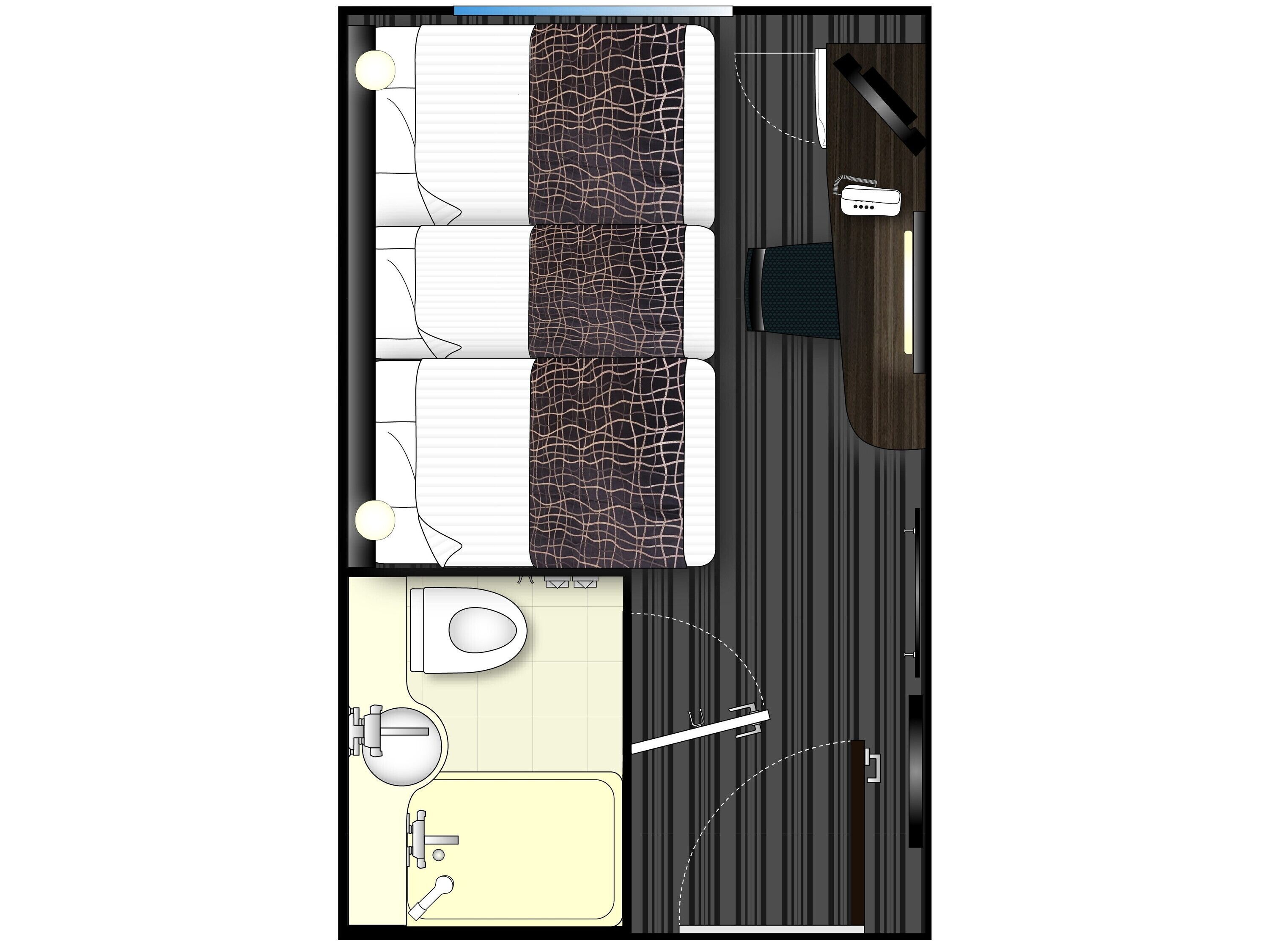 1 bedroom, premium bedding, down duvets, desk