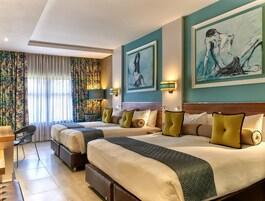 Premium bedding, memory foam beds, in-room safe, desk