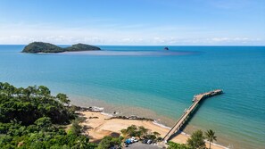 On the beach, white sand