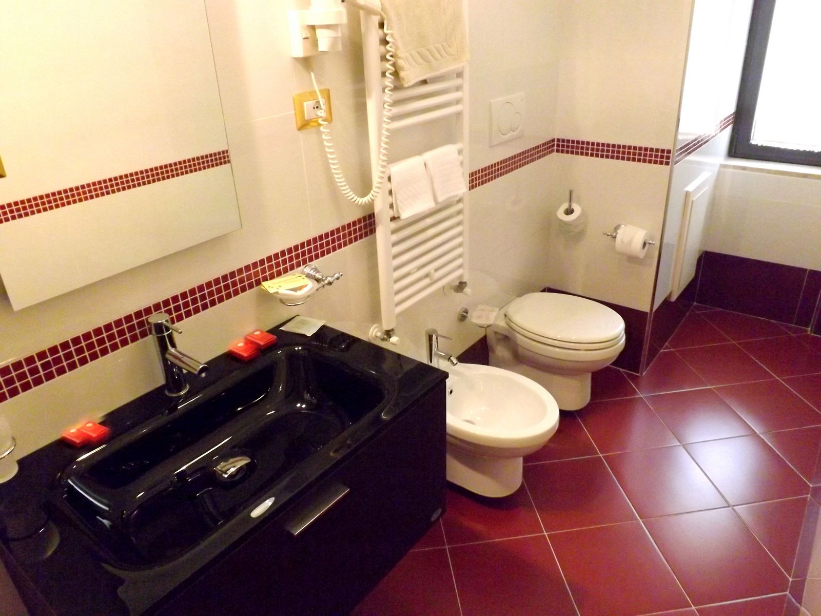 shower, hair dryer, bathrobes, bidet