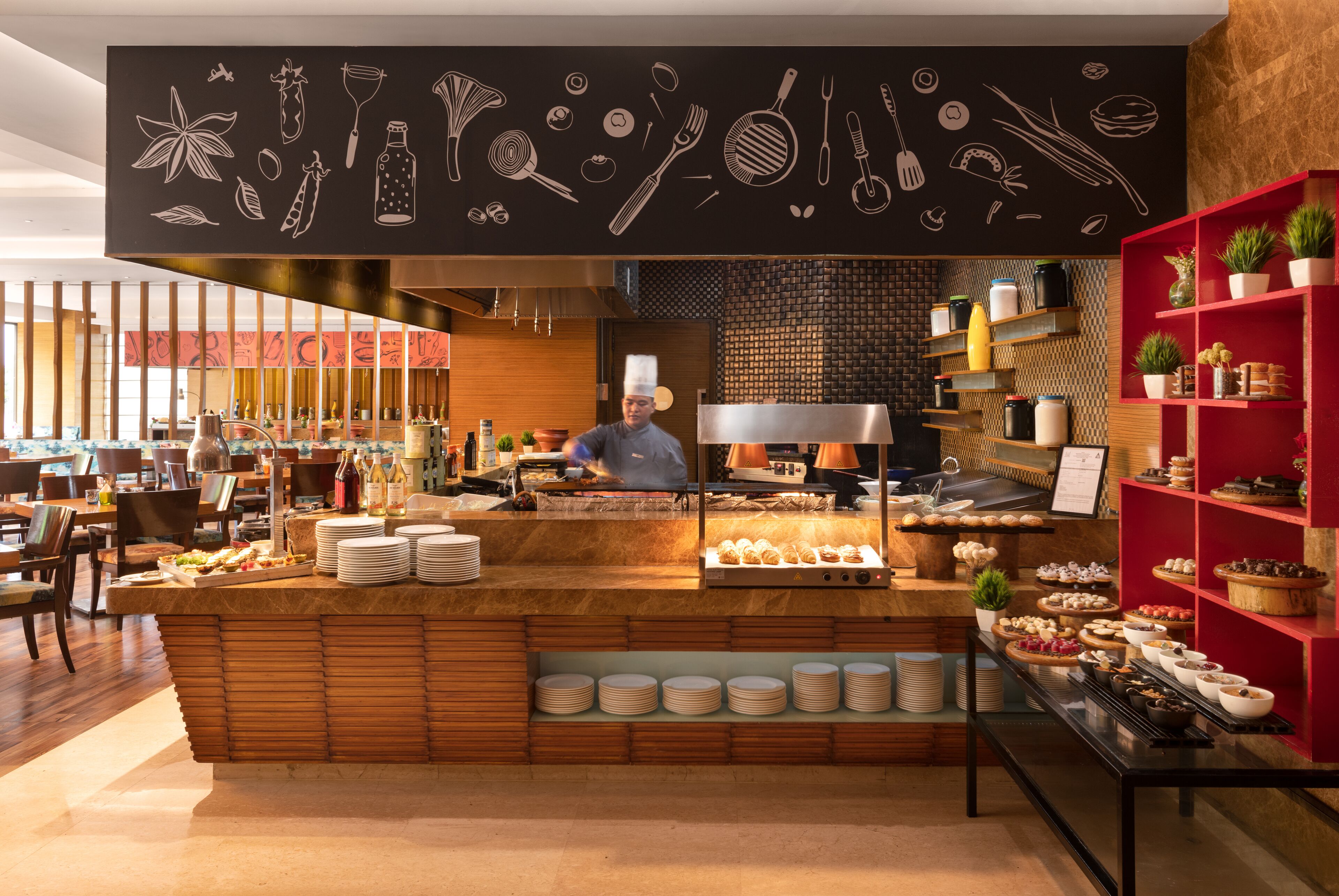 4 restaurants, breakfast, lunch, dinner served; indian cuisine