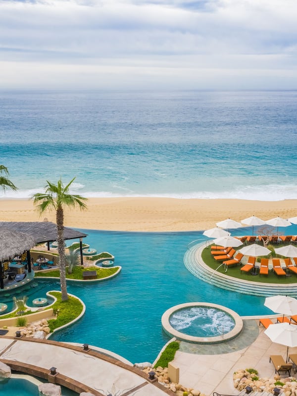 7 outdoor pools, open 9 AM to 9 PM, cabanas (surcharge), pool umbrellas