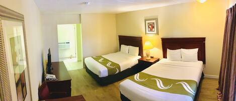 Double Room, 2 Double Beds, Microwave, Ground Floor | Pillowtop beds, desk, soundproofing, free WiFi