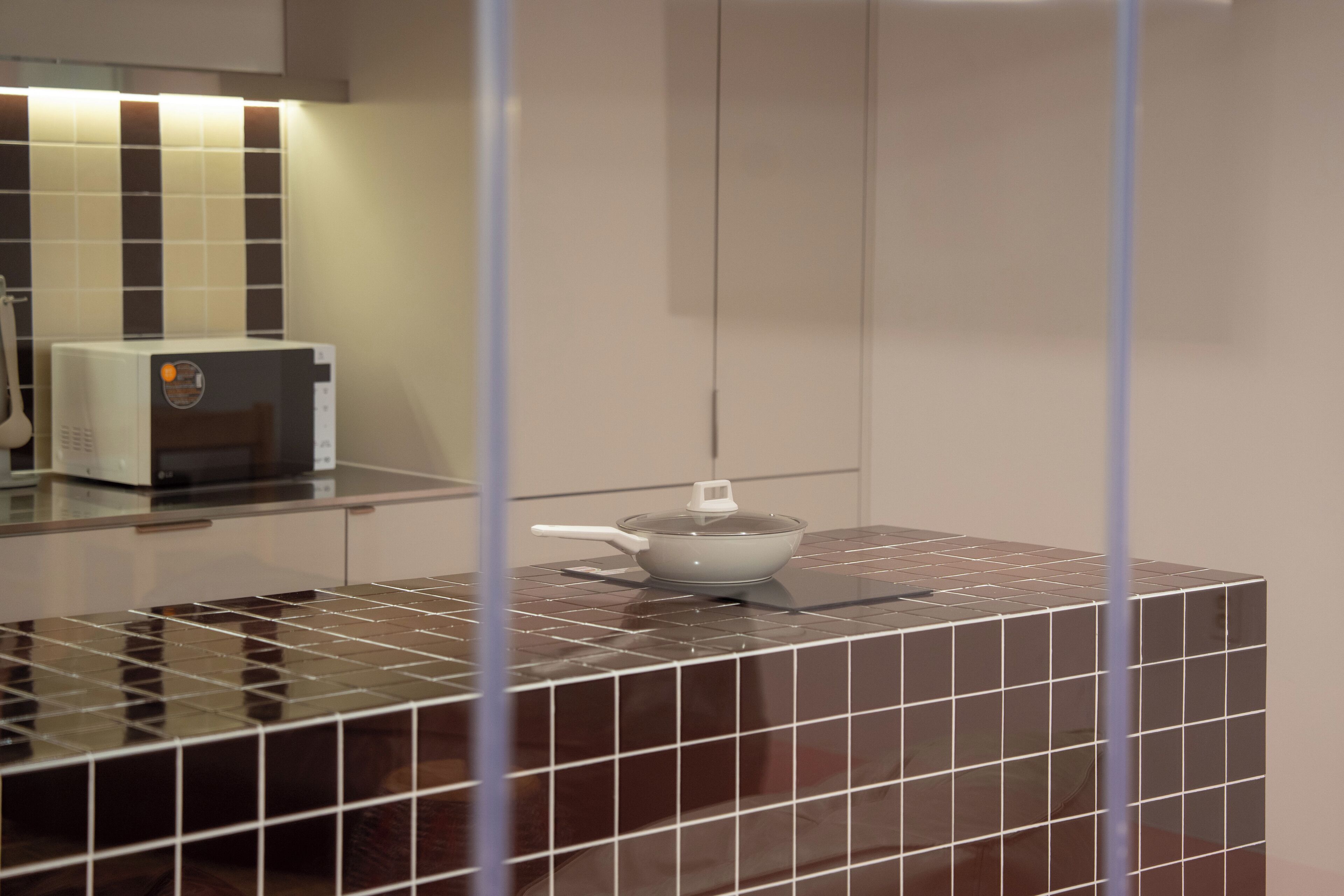 Fridge, microwave, electric kettle