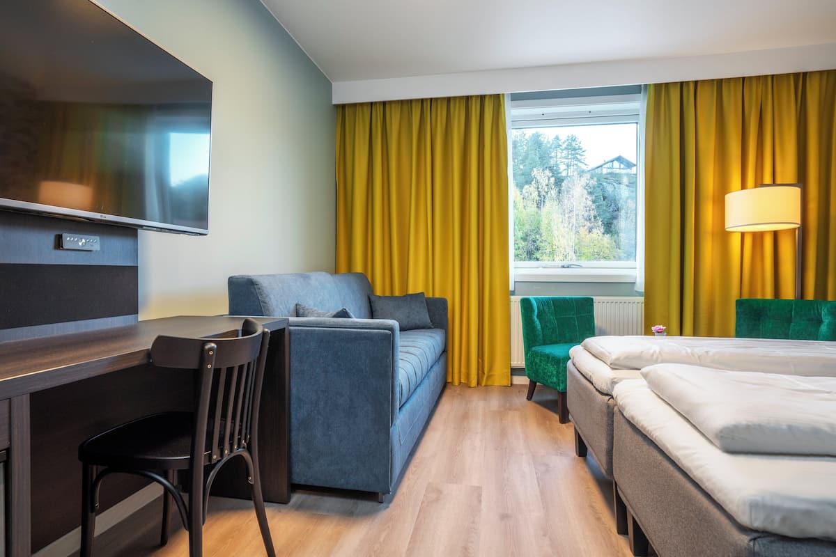 premium bedding, pillow-top beds, desk, iron/ironing board