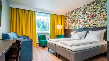 Premium bedding, pillow-top beds, desk, iron/ironing board