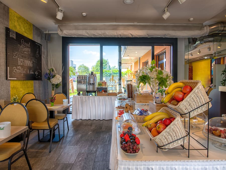 Breakfast served, garden views