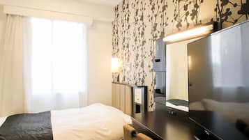 Desk, blackout curtains, iron/ironing board, free WiFi